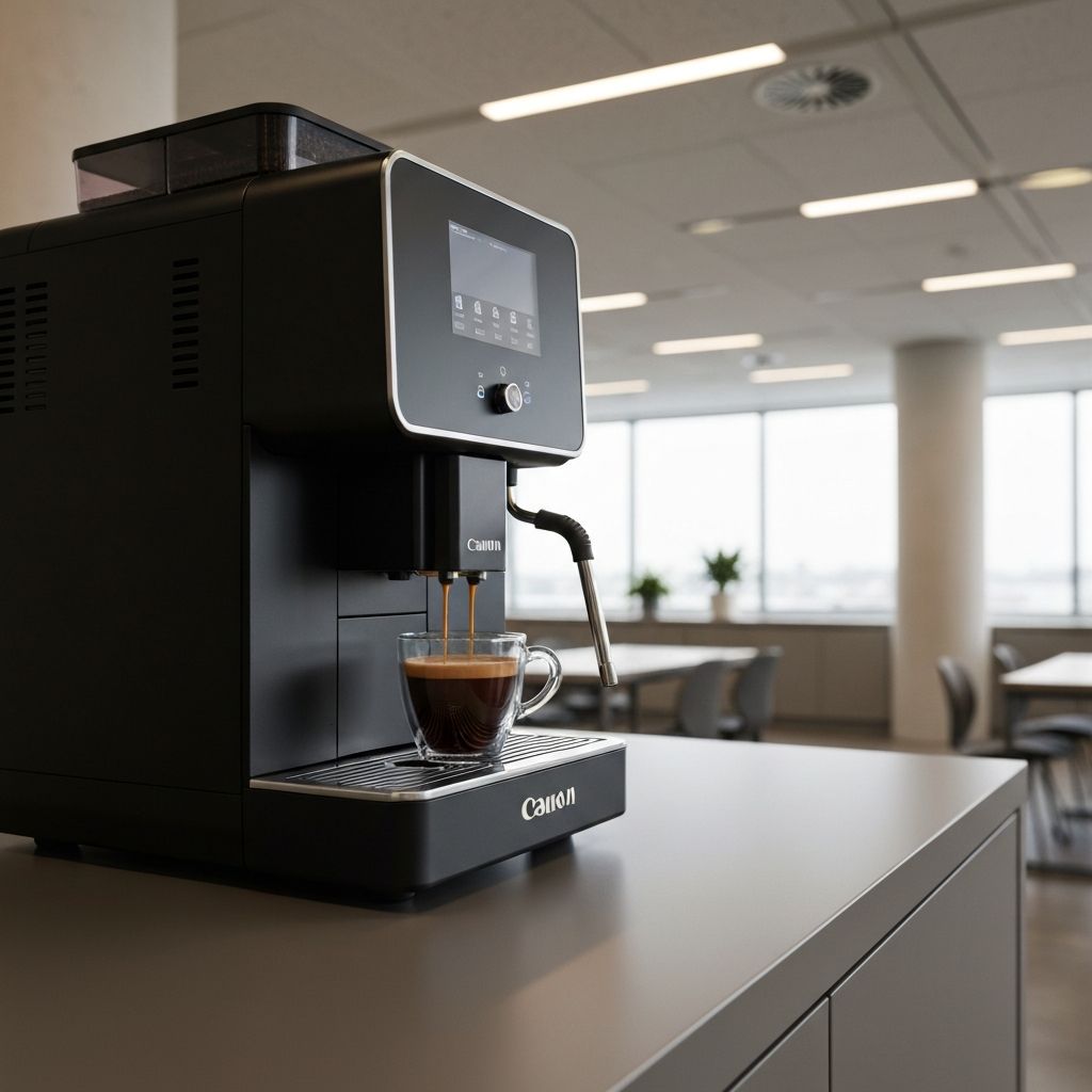 Premium coffee machine dispensing a fresh cup of coffee